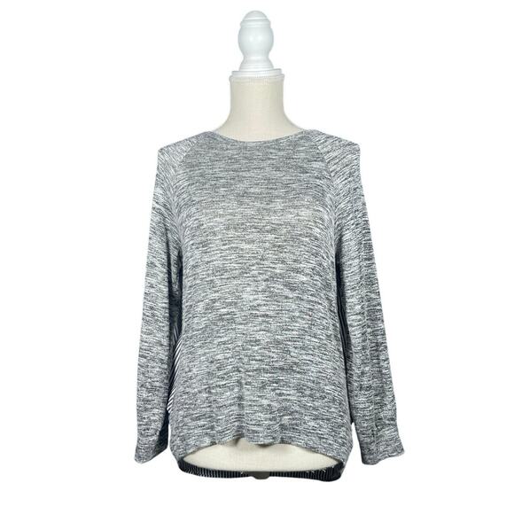 Soprano Other - Soprano Top Girls Large Gray/White Heathered LS Striped Ruffled Dressy Casual